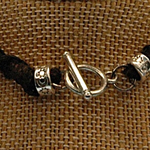 Lotus Flower Blue Flower Accent Beads on a 21 1/2" Handmade black Hemp Necklace - Picture 6 of 7